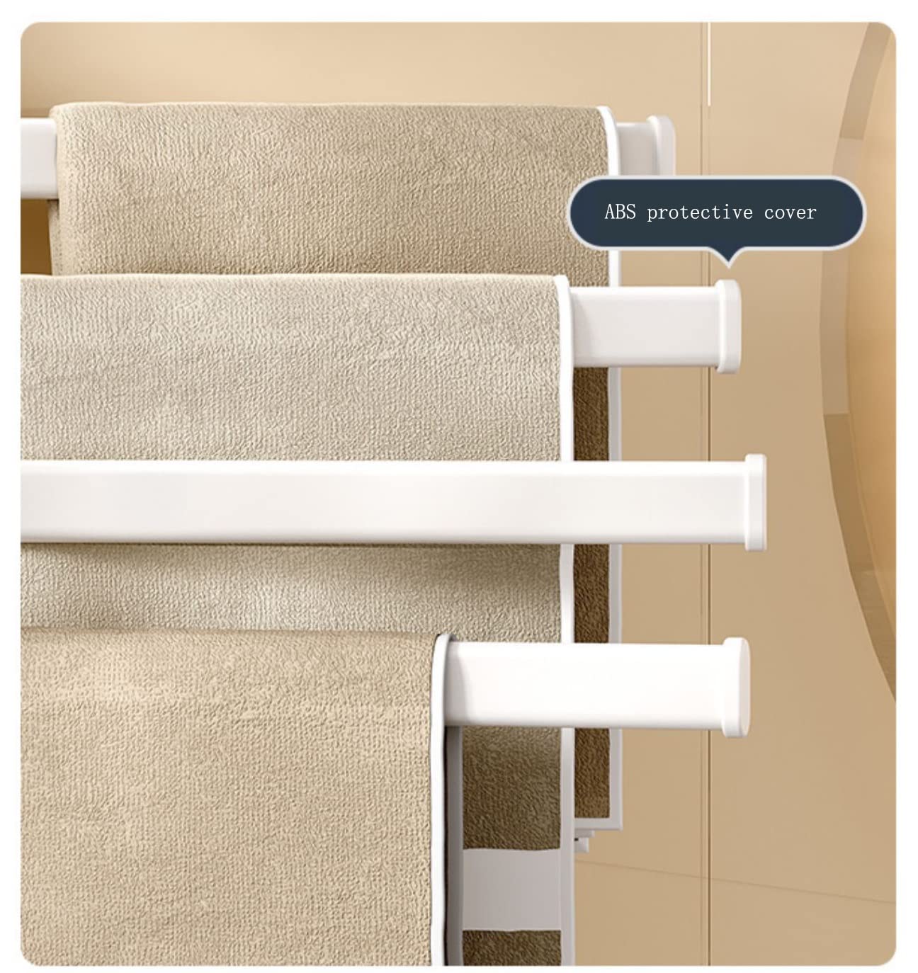 Toallero con brazo oscilante de acero inoxidable con 4 brazos, toallero giratorio para actividades, ahorro de espacio, toallero de montaje en pared, toallero de baño de acero inoxidable montado en l