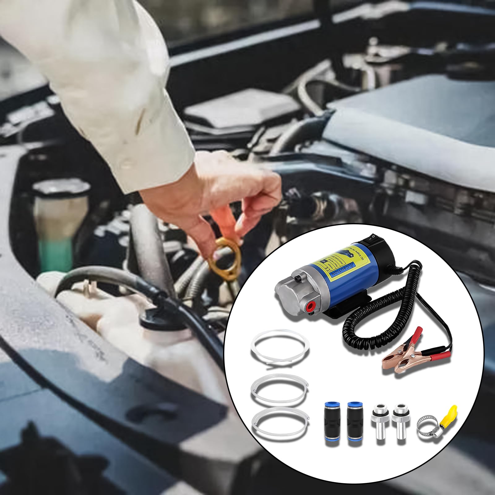 12V 100W Ölabsaugpumpe, Tragbarer Motor, Geräuscharm, Selbstansaugender Motor, Elektrisch Diesel für Auto, Motorrad und Boot, Ölwechselpumpe