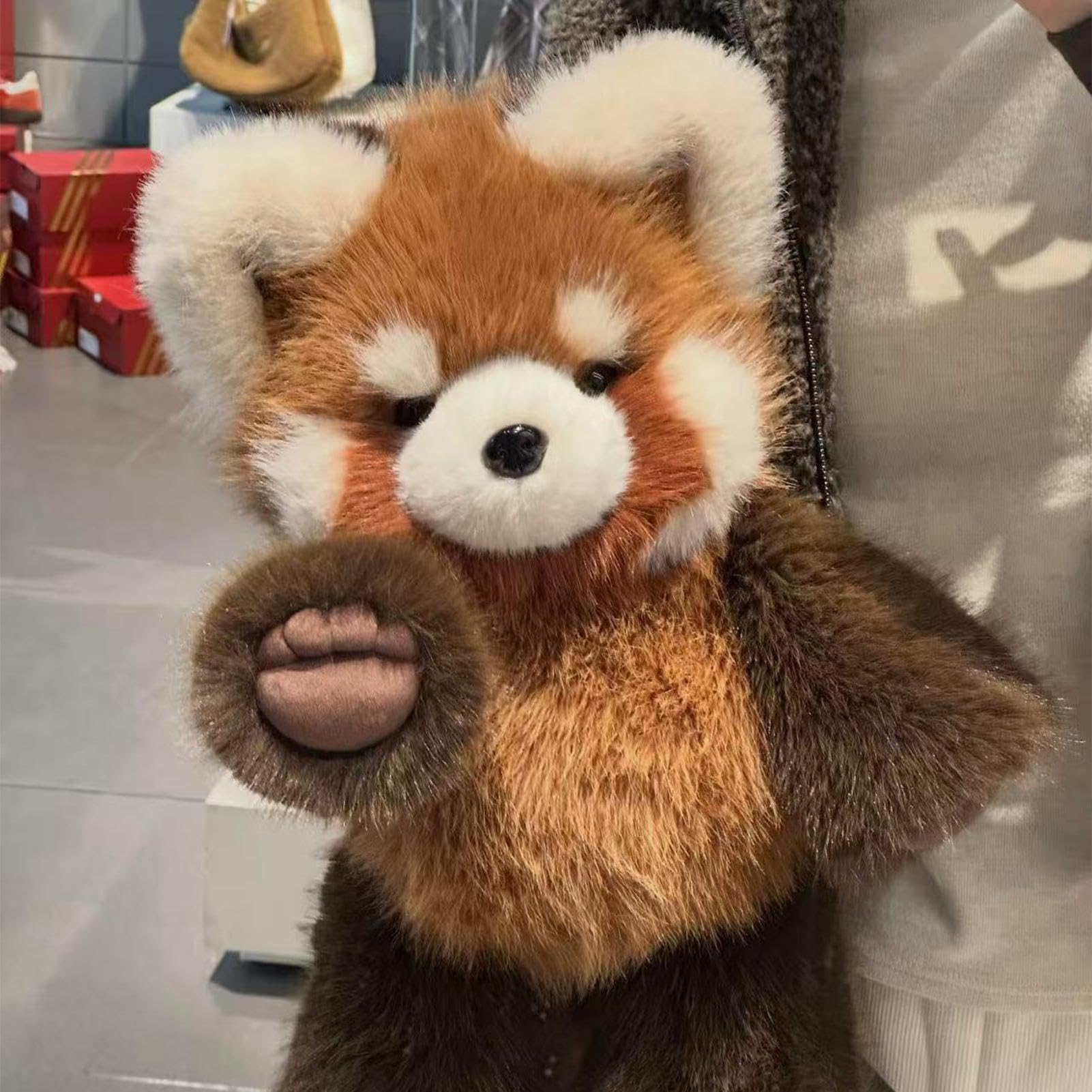 Bieżąca pluszowa zabawka | urocza czerwona panda | interaktywna przytulanka z ruchomymi nogami do redukcji stresu 55 cm | przytulanka w kształcie popielnika | dla dzieci i dorosłych