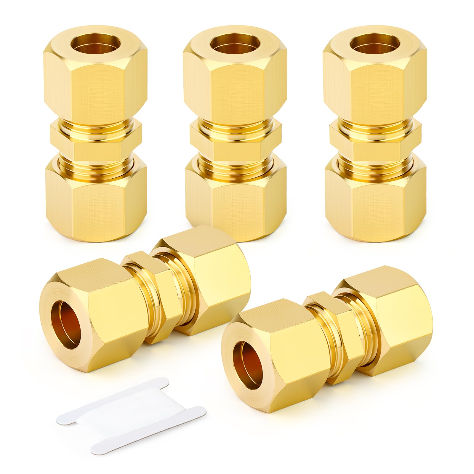 TAISHER 5PCS Raccord de tuyau à compression en laiton, 8MM Tube OD x 8MM Tube OD Adaptateur droit