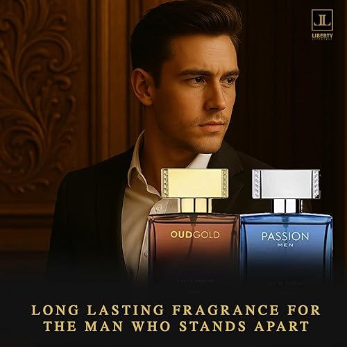 Miniatura 7 de Liberty Set de regalo de perfume de lujo para hombre, Eau De Parfum (EDP), fragancias en aerosol, OudGold y aroma de pasión (1.7 fl oz1.7 onzas cada