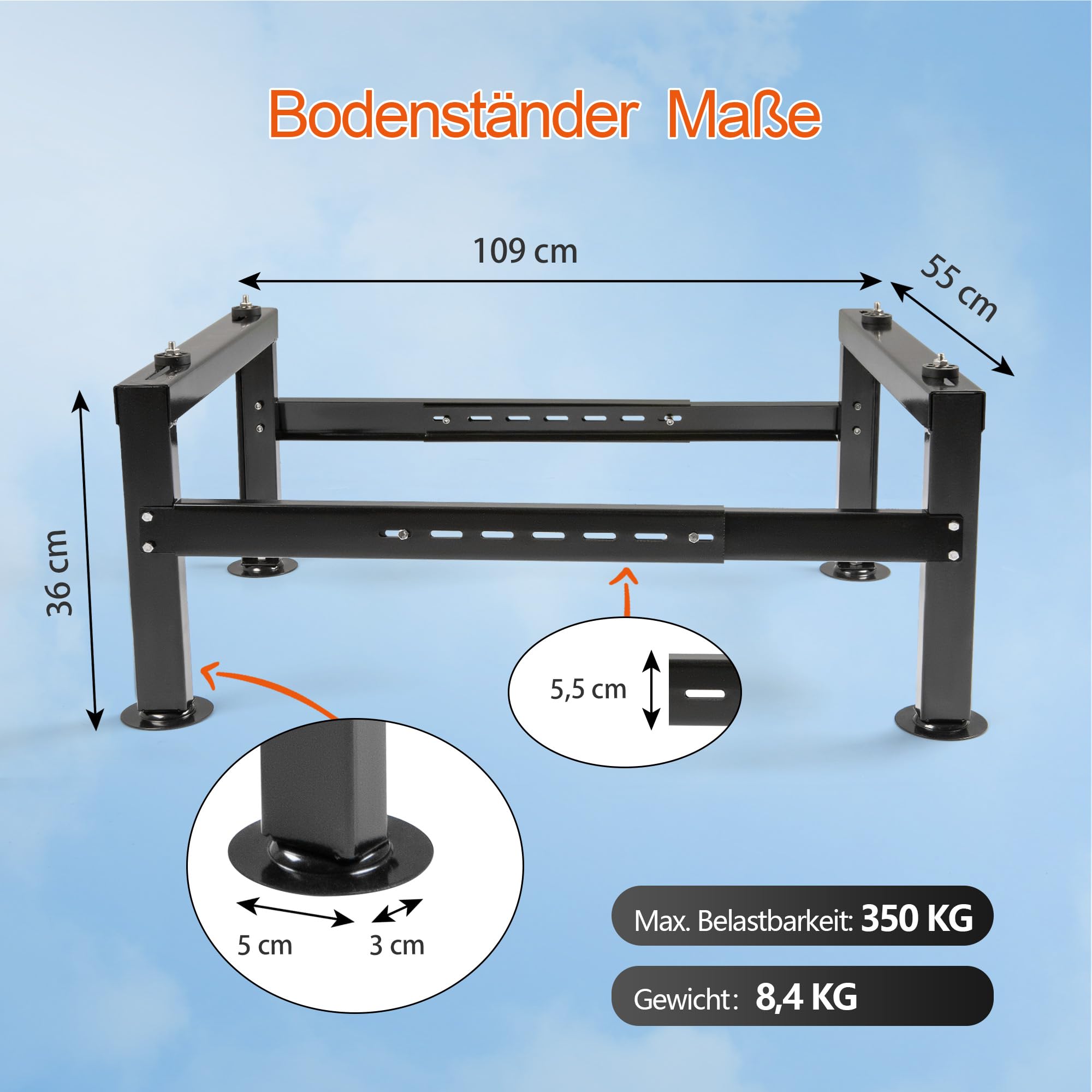 Wostore Support Au Sol Pour Pompe à Chaleur Climatiseur Console De Sol Support Climatiseur