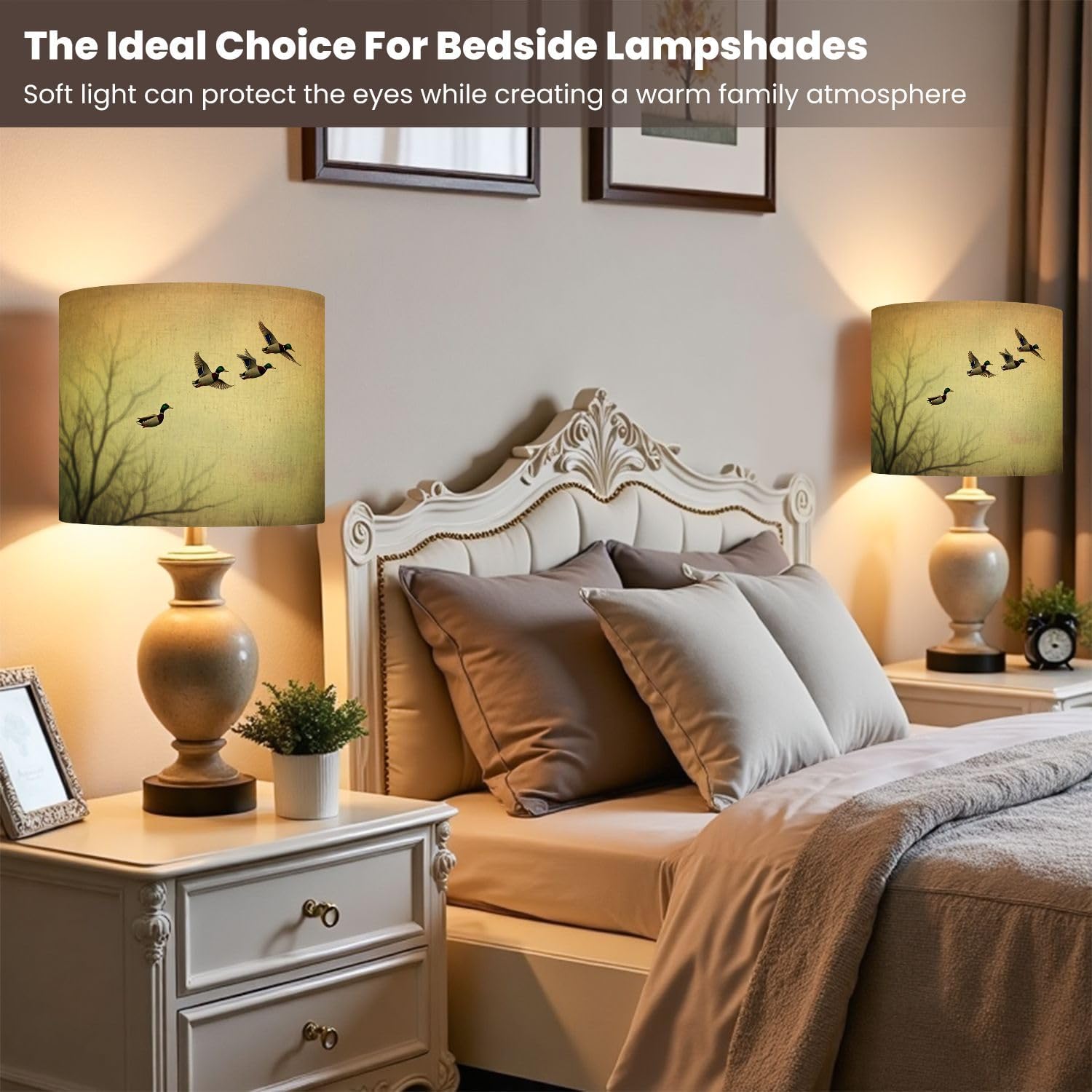 Lamp Shades Set of 2, Flight mallard ducks Lamp Shades For Table Lamps Floor Lampshade Light Cover Large Fabric Easy Assembly Replacement Lampshades