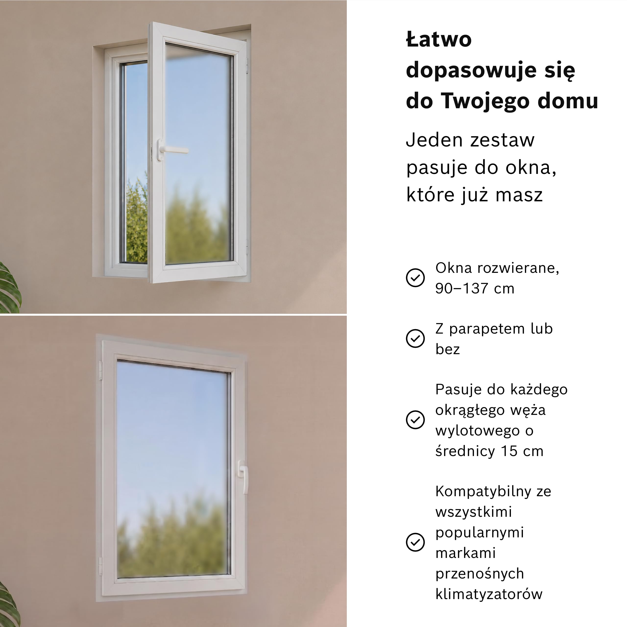 Bosch Zestaw okienny do przenośnych klimatyzatorów i okien uchylno-rozwieranych