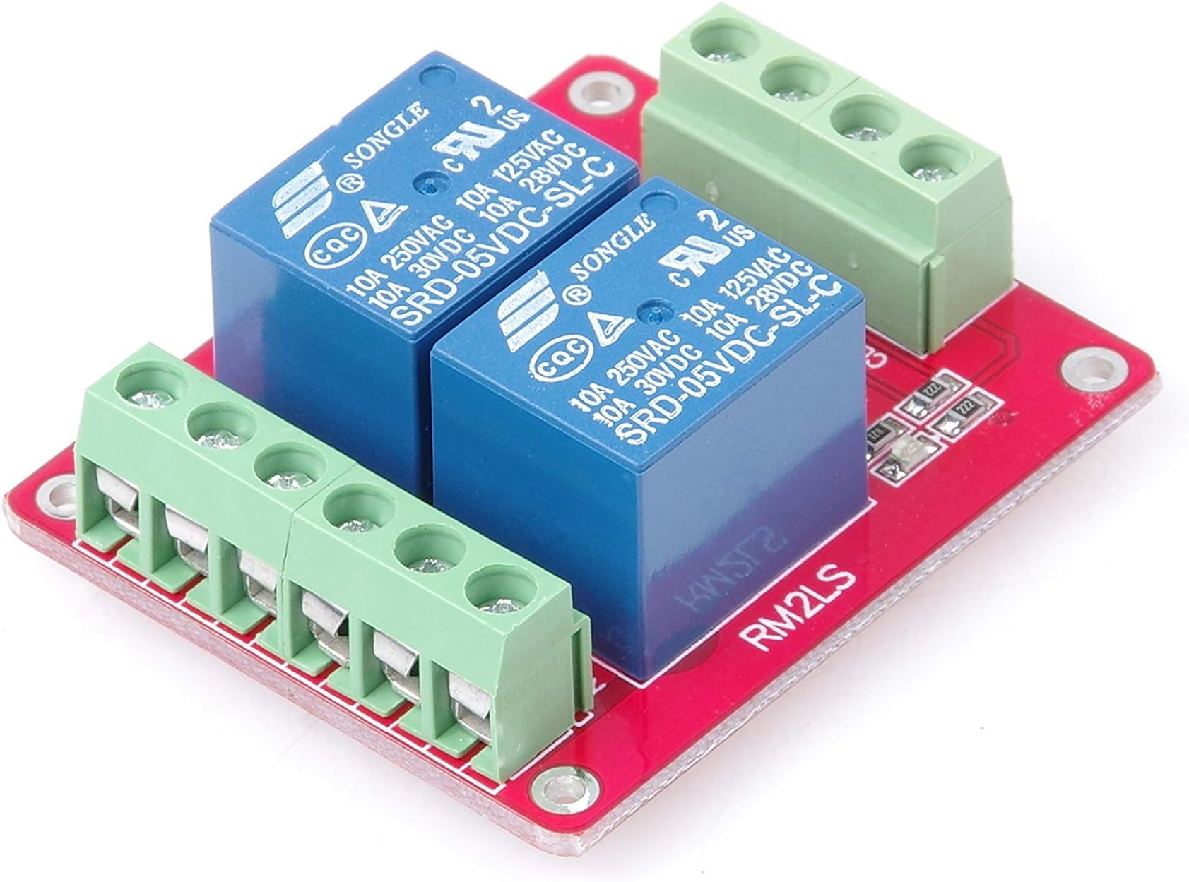 DC 5V 2-Channel Relay Module Low Level Triggering Bidirectional Optocoupler Isolation Load 10A DC 30V AC 250V for PLC Automation Control, Industrial System Control, Arduino(DC 5V, 2-Channel)