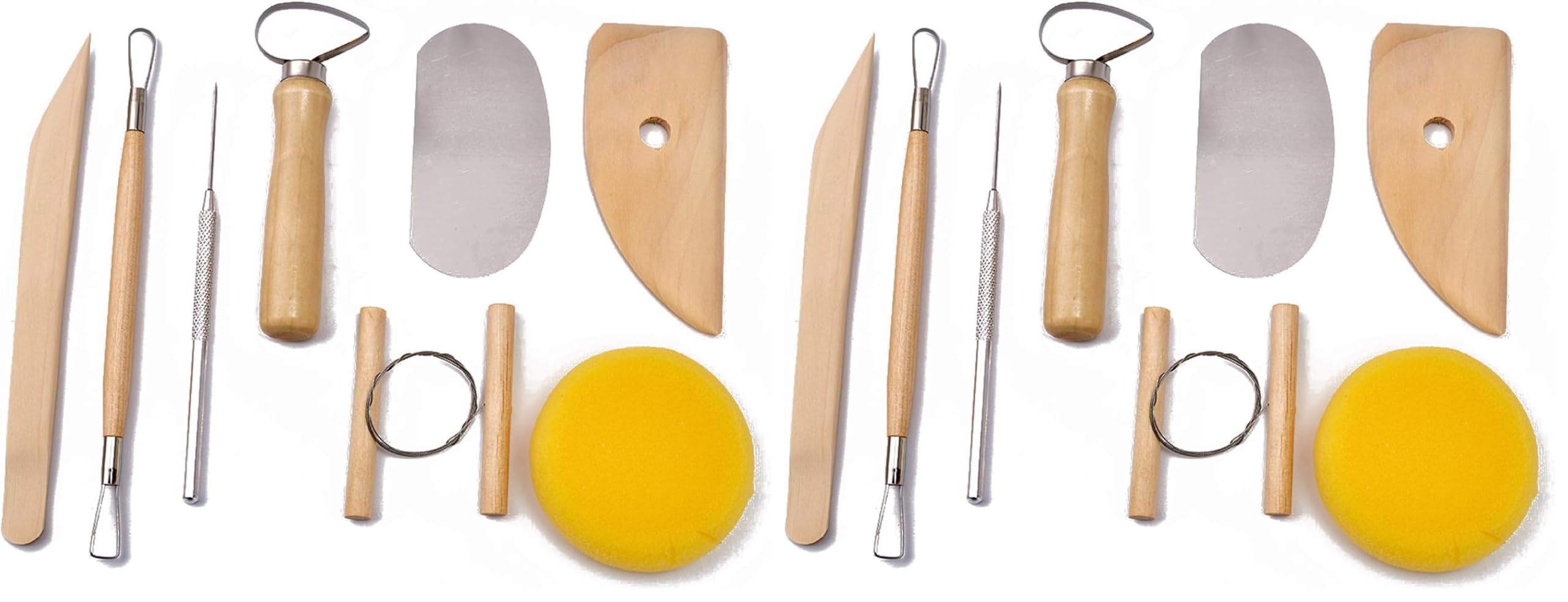 S &amp; E TEACHER'S EDITION 8 Pcs Pottery &amp; Clay Sculpting Tools, Double-Sided, Smooth Wooden Handles. (Pack of 2)