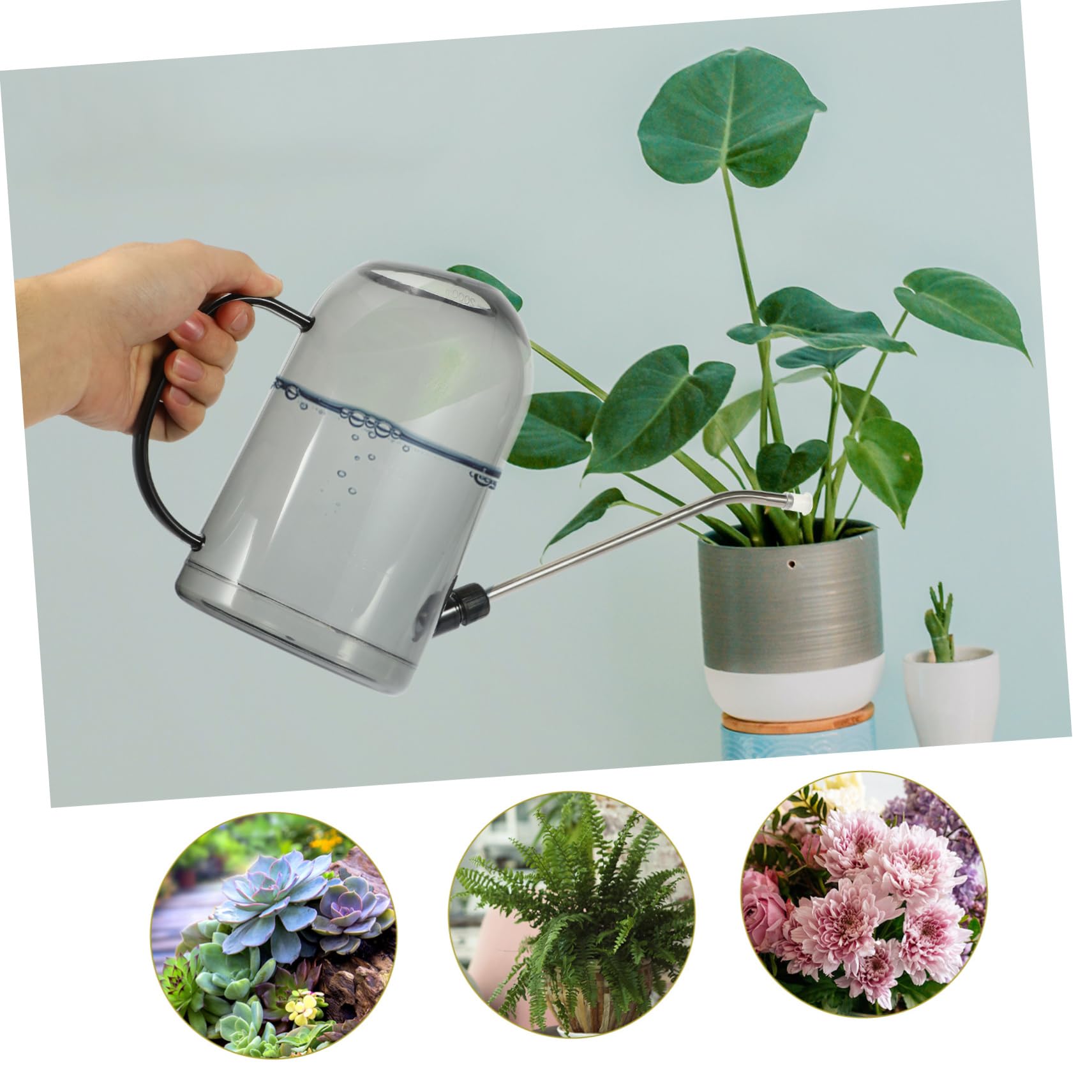 Annaffiatoio da Giardinaggio 2l Beccuccio lungo Abs e Acciaio Inox