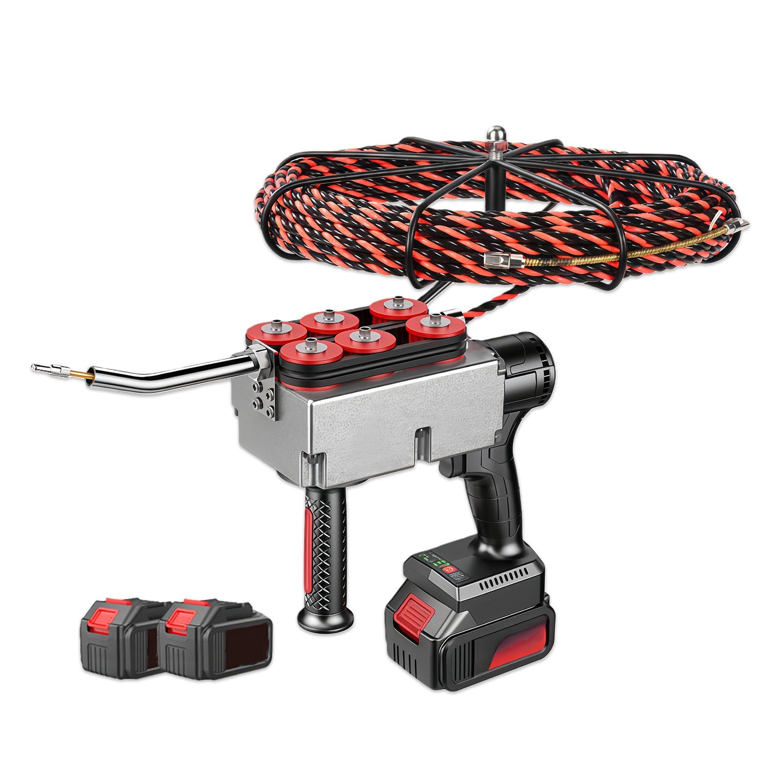 BOOZXCV Portable Automatic Wire, Heavy-Duty Automatic Wire Stringing Machine, Wire Cable Puller, 40m/Min Cordless Electric Stringing Wire Puller, For Construction Hydropower (2 Battery 30m)
