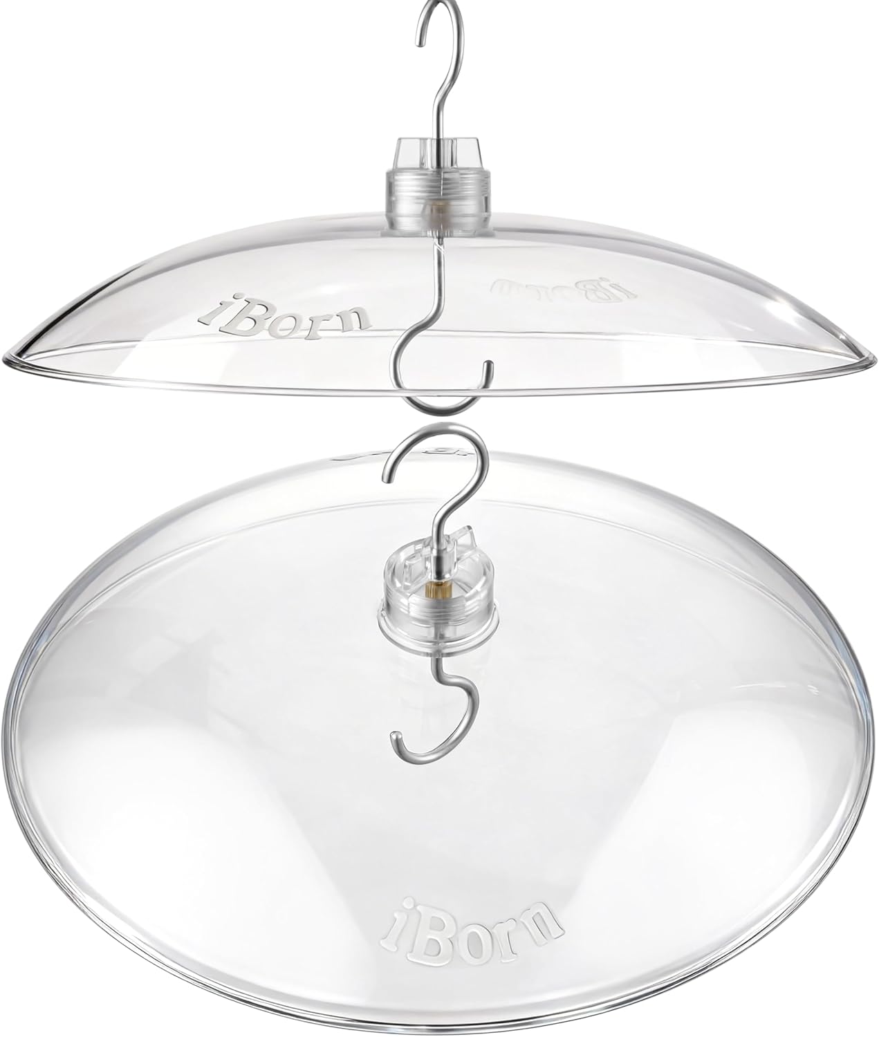 iBorn Baffles for Bird Feeders, 13” Bird Feeder Cover for Rain Guard, Birds Feeders Rain Guard, Full Protection for Feeders for Outdoors, Chew-Proof Polycarbonate, Pack of 2, Transparent