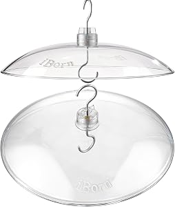 iBorn Baffles for Bird Feeders, 13” Bird Feeder Cover for Rain Guard, Birds Feeders Rain Guard, Full Protection for Feeders for Outdoors, Chew-Proof Polycarbonate, Pack of 2, Transparent