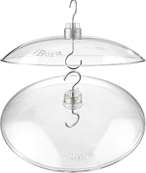 iBorn Baffles for Bird Feeders, 13 Bird Feeder Cover for Rain Guard, Birds Feeders Rain Guard, Full Protection for Feeders for Outdoors, Chew-Proof Polycarbonate, Pack of 2, Transparent