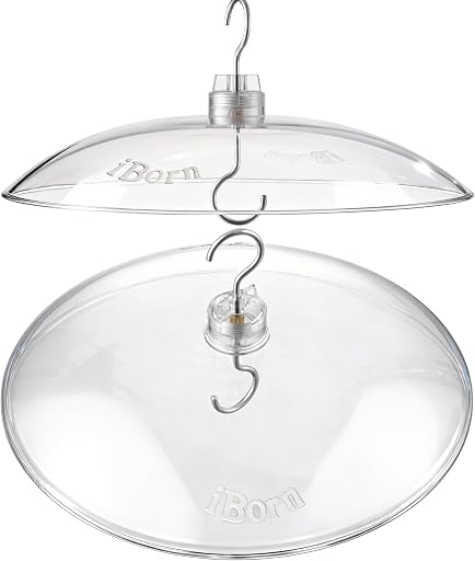 iBorn Baffles for Bird Feeders, 13” Bird Feeder Cover for Rain Guard, Birds Feeders Rain Guard, Full Protection for Feeders for Outdoors, Chew-Proof Polycarbonate, Pack of 2, Transparent