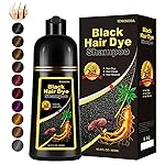 Instant Black Hair Dye Shampoo, Natural 3-in-1 for Gray Coverage in 10-15 mins, Long-Lasting Color Effect for Women and Men, 16.9 Fl Oz (Black)