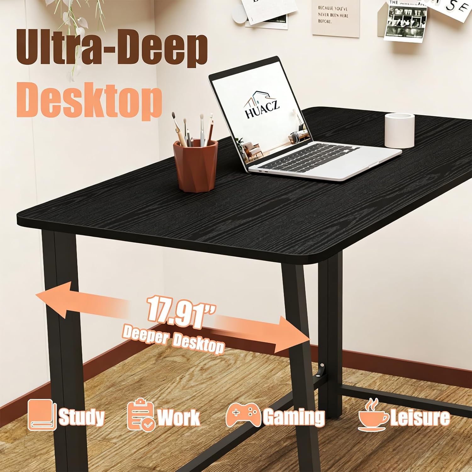 31.5" Folding Desk for Small Spaces, Foldable Computer Table for Home Office,Study,Bedroom,Dorm,Craft, Space Saving,Small Writing Work Office Compact Computer Desk,Easy Assembly,Black