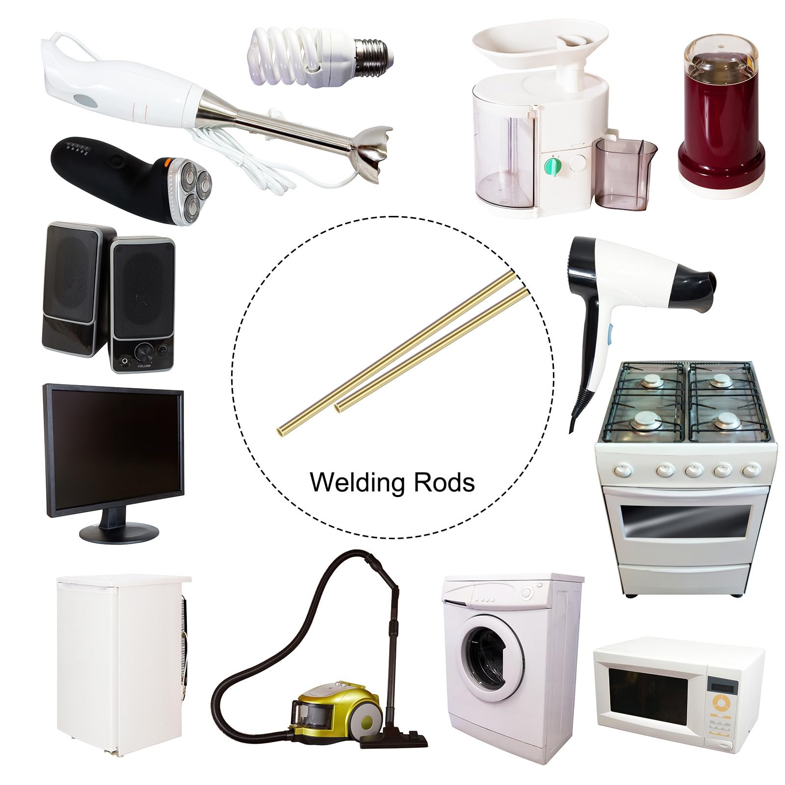 ONECHANCE Varilla De Fósforo De Cobre Varillas De Soldadura De Cobre Planas/redondas, Utilizadas Para Soldar Tuberías De Cobre De Acondicionadores De Aire Y Refrigeradores (0.25