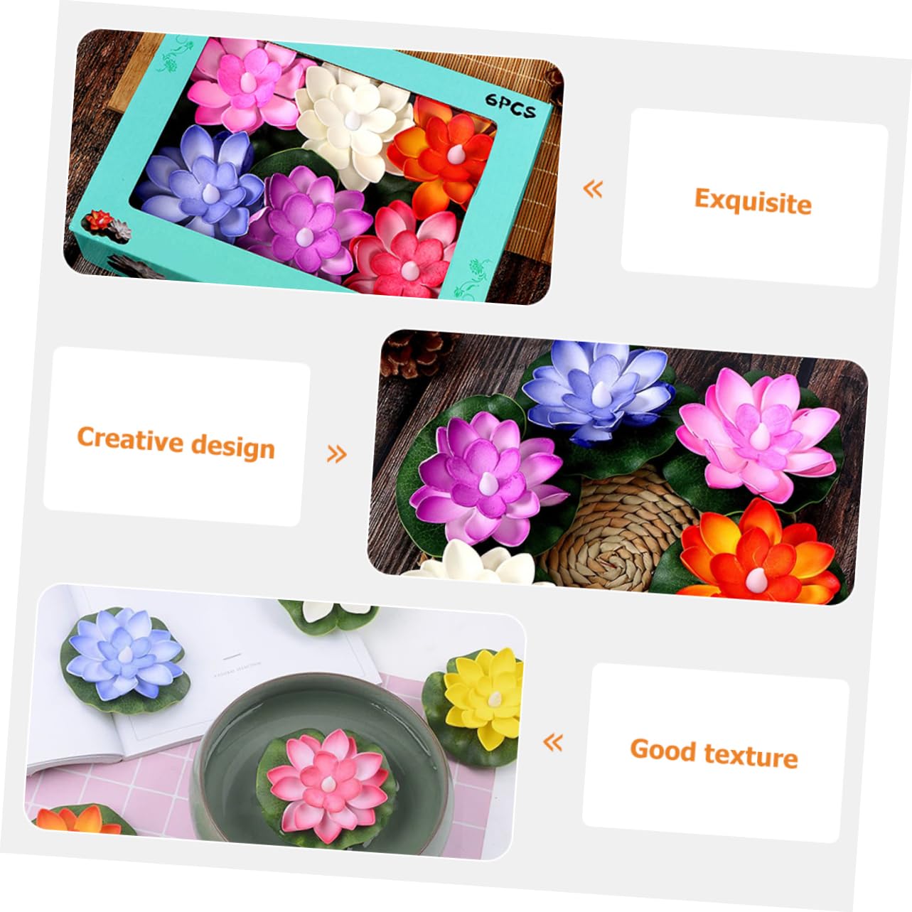 7 Sätze Lotus Schwimmende Wasserlampe Solar Wasserbrunnen Teichbelüfter Pool Skimmer Netz Brunnen Teiche Solar Teichbrunnen Wasserbrunnen Outdoor Solar Aquarium 6 Stück * 7
