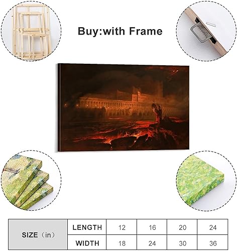 Miniatura 7 de ENDBAG John Martin Pandemonium - Póster decorativo para pared, lienzo para decoración del hogar, 24 x 36 pulgadas (23.6 x 35.4 in)