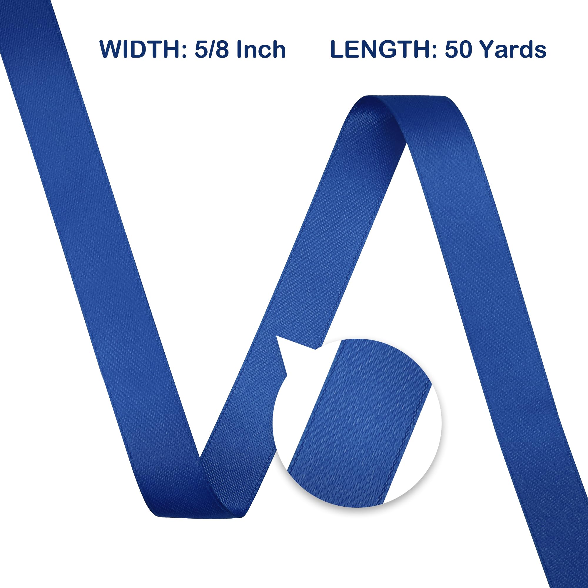 LoomJoyz Double Sided 15mm Navy Blue Satin Ribbon 45 Meters Satin Ribbon Ideal for Gift Wrapping Flower Bouquet Crafts Weddings Floral Arrangements & Bows - Image 2