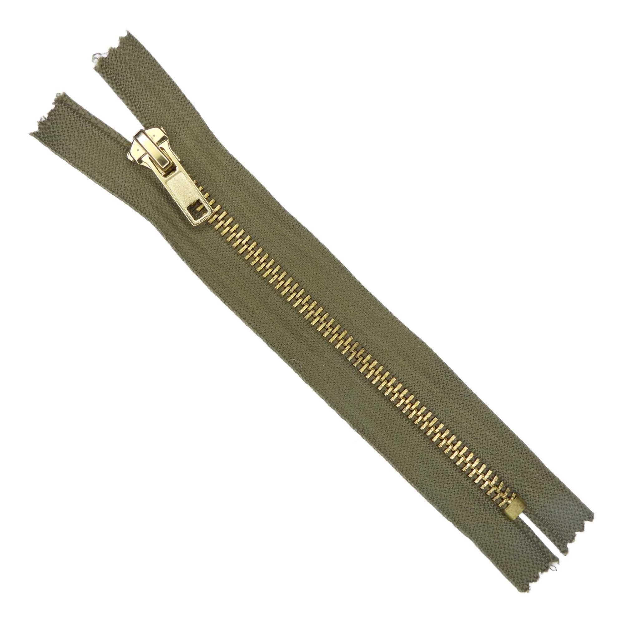 Metal Closed End Zips Brass 20cm 8 Inch Trouser Heavy Duty Buy 1 Or 2 732D, Olive Khaki Green, 2 — image 1