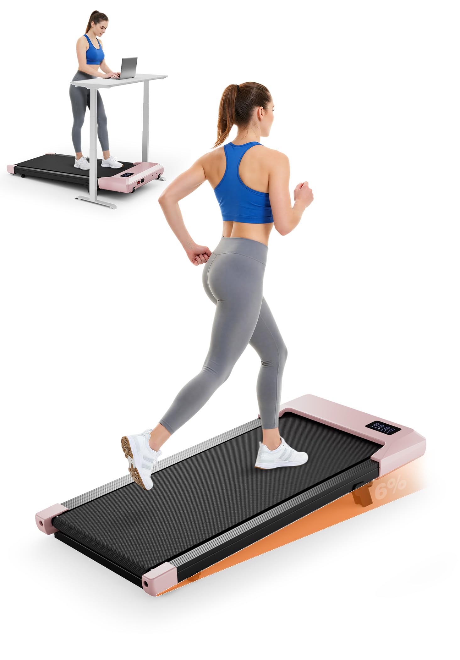 Superun Raceable Walking Pad with App Control, Under Desk Treadmill for Smart Devices with Training Courses and AI Training, Max 136KG 159KG Suitable for Heavy People, Door to Door Delivery