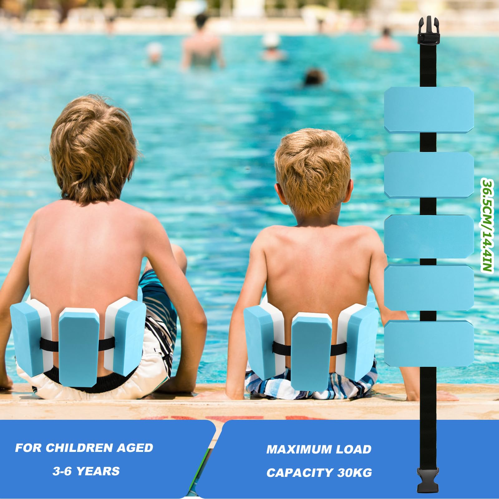 Ceinture de Piscine pour Les Enfants, Ceinture de Natation Enfant Réglables, équipée de 5 Nattes EVA, Adaptées aux Enfants de Plus de 30 kg - 2