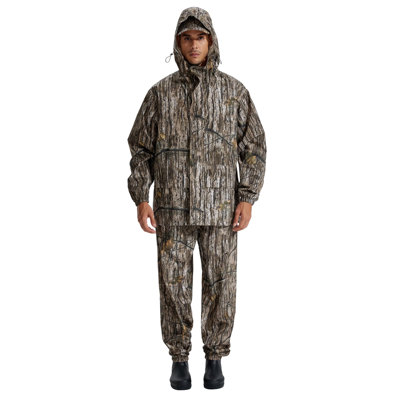 LOOGU Men's Rain Suit - Rain Gear for Men Waterproof, Lightweight Rain Coat, Breathable Mens Rain Jackets Hood and Pants