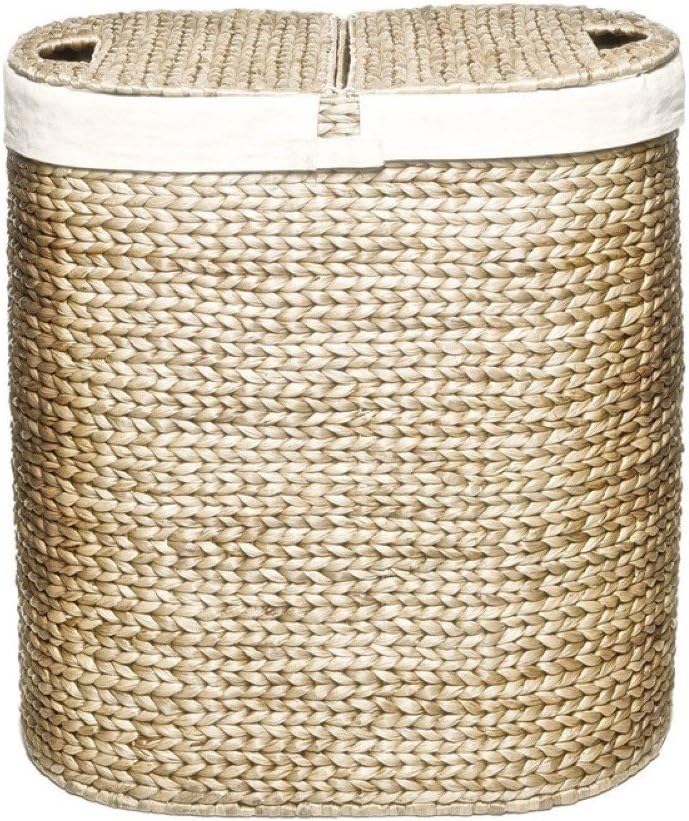 Oval Double Wicker Laundry Hamper, Laundry Basket