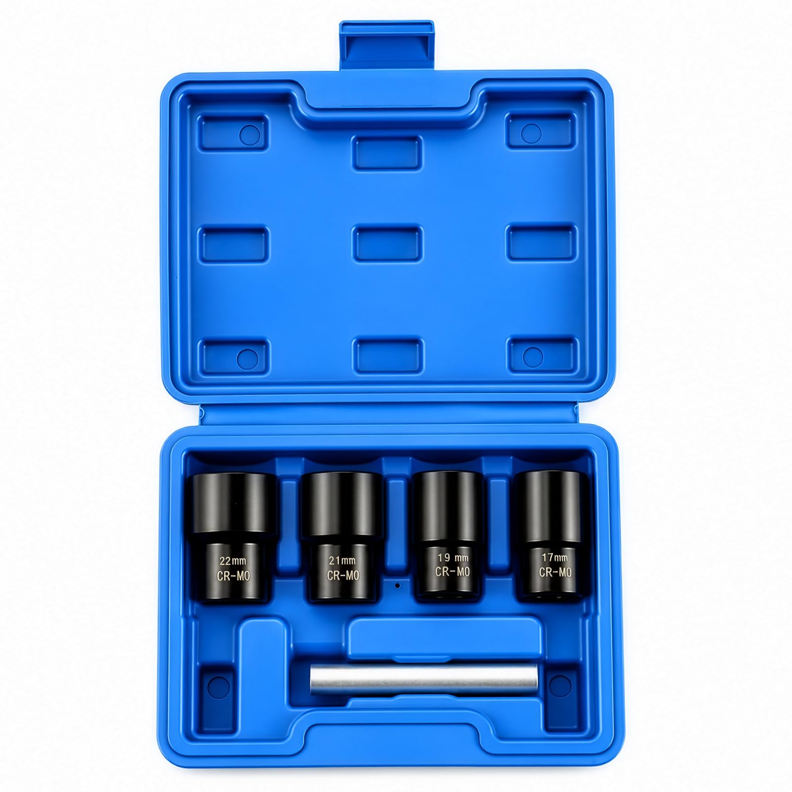 Evergoods 5Pcs Twist Socket Set 1/2"" Drive, Chrome Molybdenum Steel Lug Nut Extractor Set 17-22Mm, Impact Bolt Remover Tool For Rounded, Rusted & Damaged Wheel Nuts (With Storage Case)