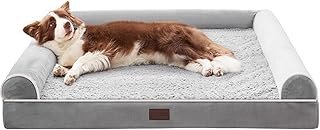 WESTERN HOME Hundebett Grosse Hunde Hundekörbchen Mittelgroße Hunde, Orthopädisches Hundebett Abwaschbar Mit Rand Grau L 71 x B 58 x H 16.5 cm product image