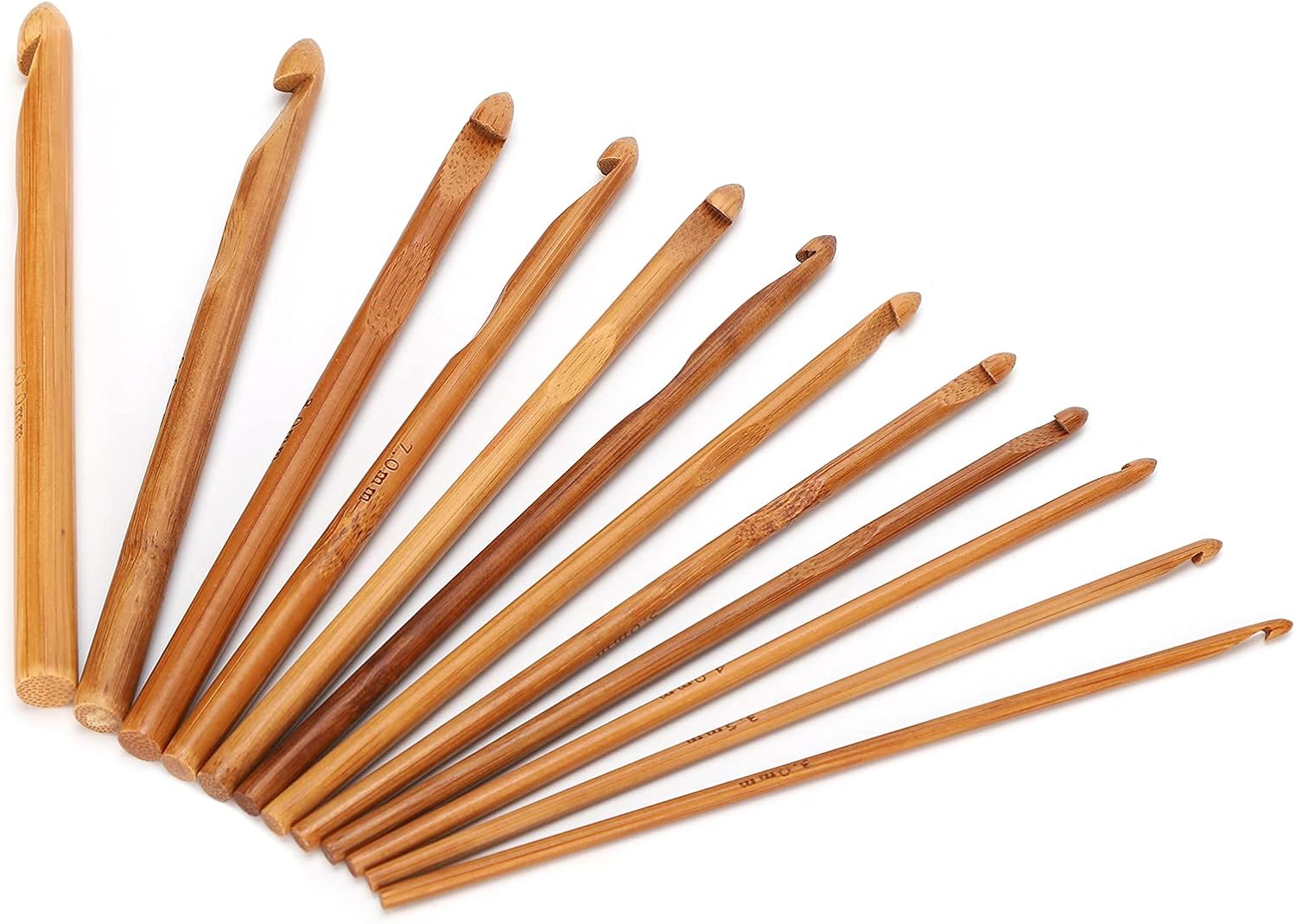 Bamboo Crochet Hooks Set 12Pcs, Carbonized Bamboo Needles Kit for Beginners Sweater Knitting Supplies Cylindrical Crochet Hooks