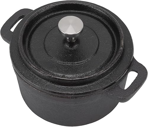 Miniatura 7 de Horno holandés, horno holandés de doble estilo tradicional, olla de hierro, para cocinar asados, sopas de arroz, guisos con tapa (7.9 in)