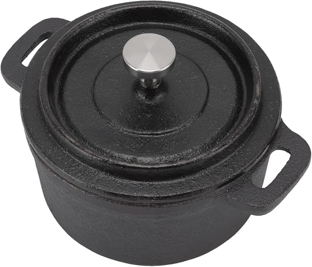 EVTSCAN 4 Inch Cast Iron Mini Dutch Oven 10oz, with Lid and Dual Handles, for Camping Dutch Oven Camp Cookware for Campfire or Camp Stove(4 Inch Diameter)