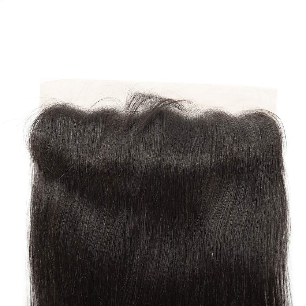 Straight Hair Lace Frontal 13x4 Ear to Ear Lace Front Closure Brazilian Virgin Remy Human Hair Straight Frontal Natural Black Color 16 inch