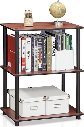 Miniatura 4 de Furinno Turn-N-Tube - Estantería de exhibición compacta y multiuso de 3 niveles, cerezo oscuro