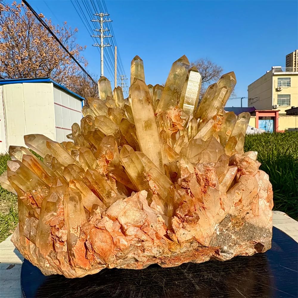 1 Pierre de Restauration en amas de Cristaux de Quartz Jaune 410-500 g Cristal Naturel Brut