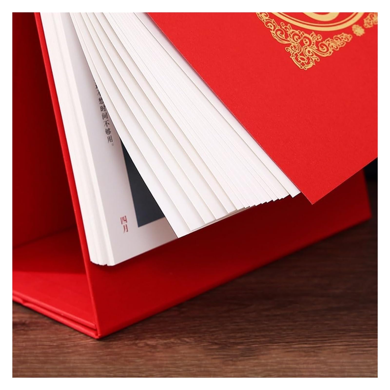 Tischkalender, Tischkalender 2025, Jahr der Schlange, Wochenkalender, einfacher Monatskalender, chinesischer Stil, Schreibtischkalender, Büro-Desktop(Red)