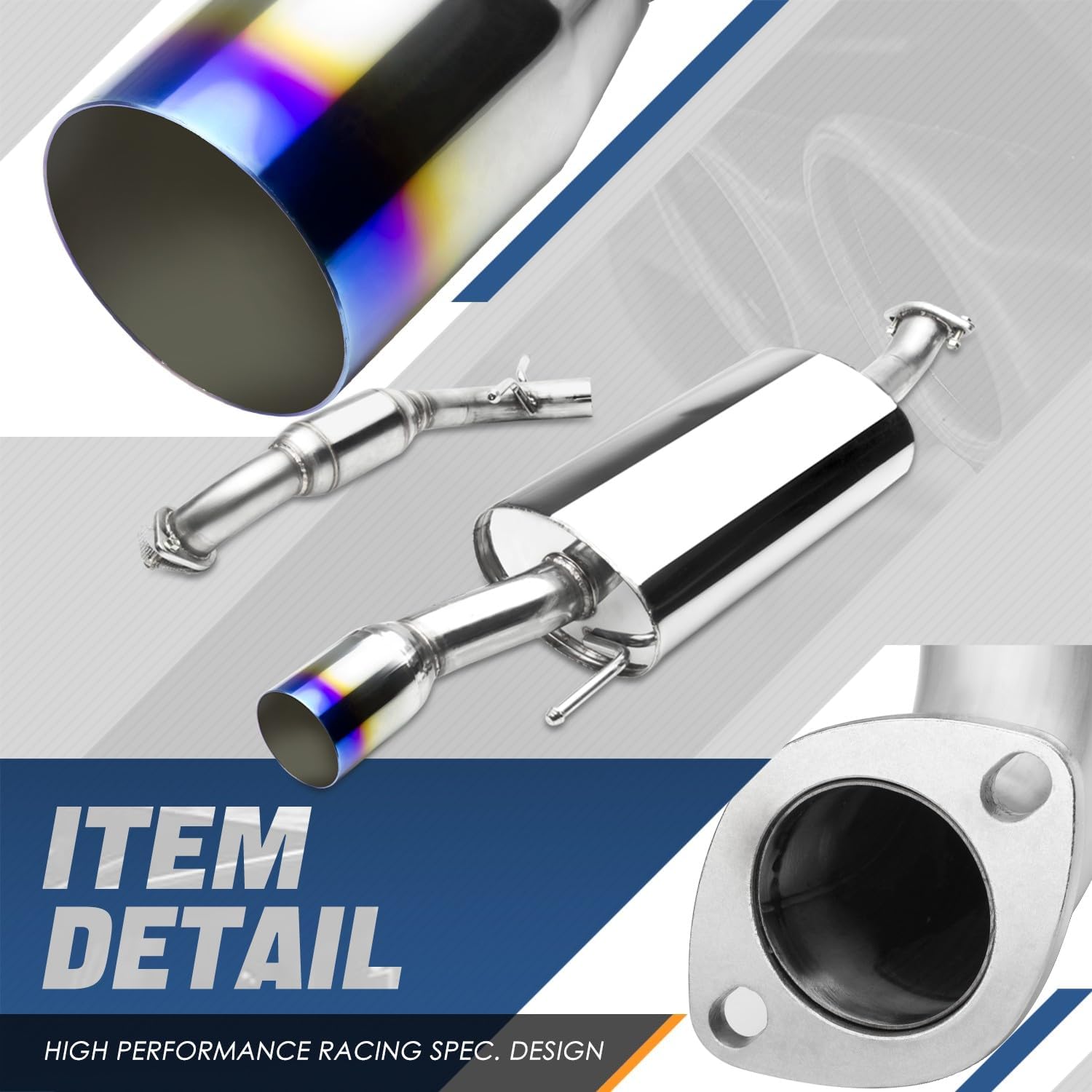 Auto Dynasty 3.5 Inches Burnt Muffler Tip Catback Exhaust System Compatible with 1993-1999 Volkswagen Golf 2.0L 2.8L, Stainless Steel