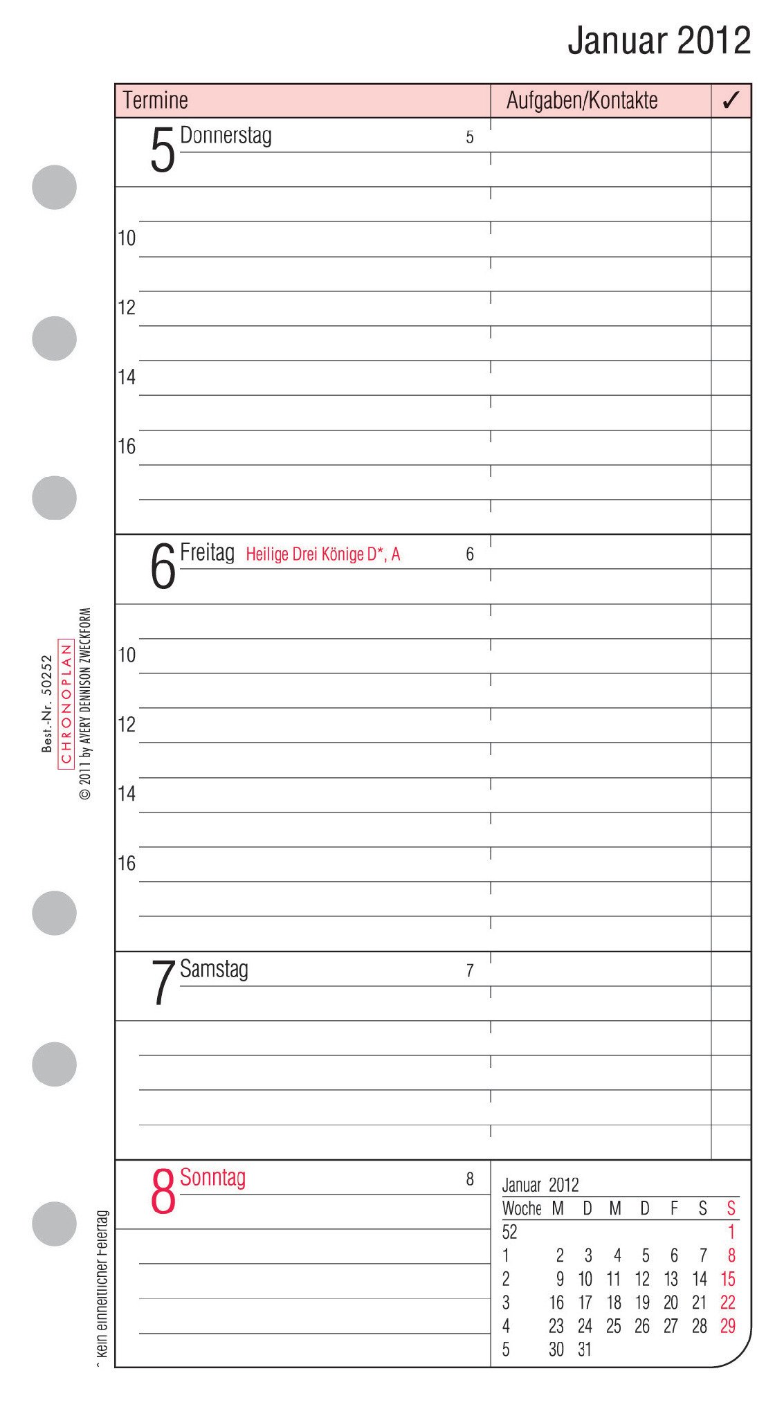Chronoplan 50252 Calendar Insert 2022 Weekly Planner in Midi Format (96x172 mm), Days in Lines, Replacement Calendar - Image 2