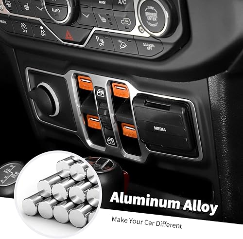 Miniatura 10 de Jimen Cubierta de botón para ventana JLJT, paquete de 4 cubiertas para interruptor de ventana, accesorios interiores compatibles con Jeep Wrangler