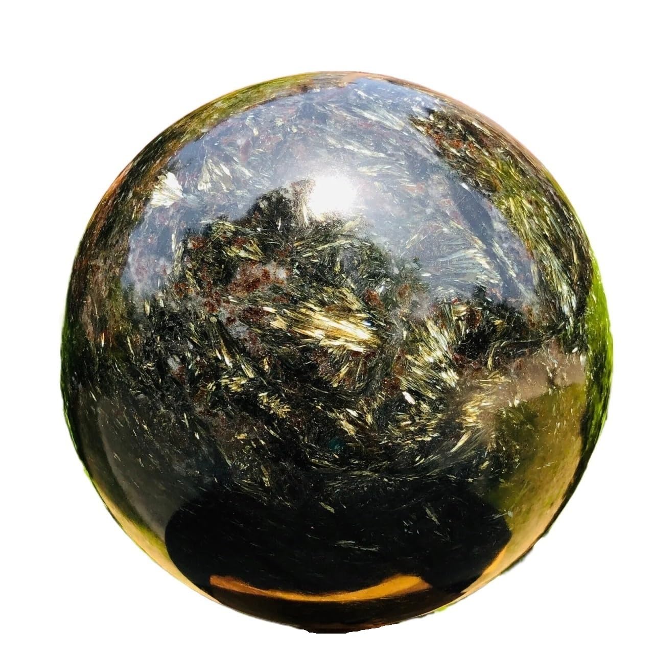 AARTERZZA 1pc 1300-1400g Astrophyllite Quartz Crystal Stone The Ball Sphere