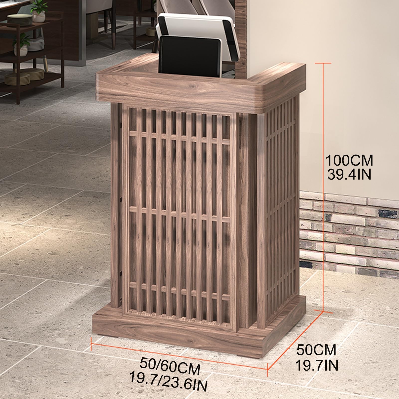 Bancone reception con cassetto chiudibile a chiave, bancone front-end moderno, bancone per negozi, bancone reception con armadietto portaoggetti, per sala reception, hall, salone di bellezza, negozi