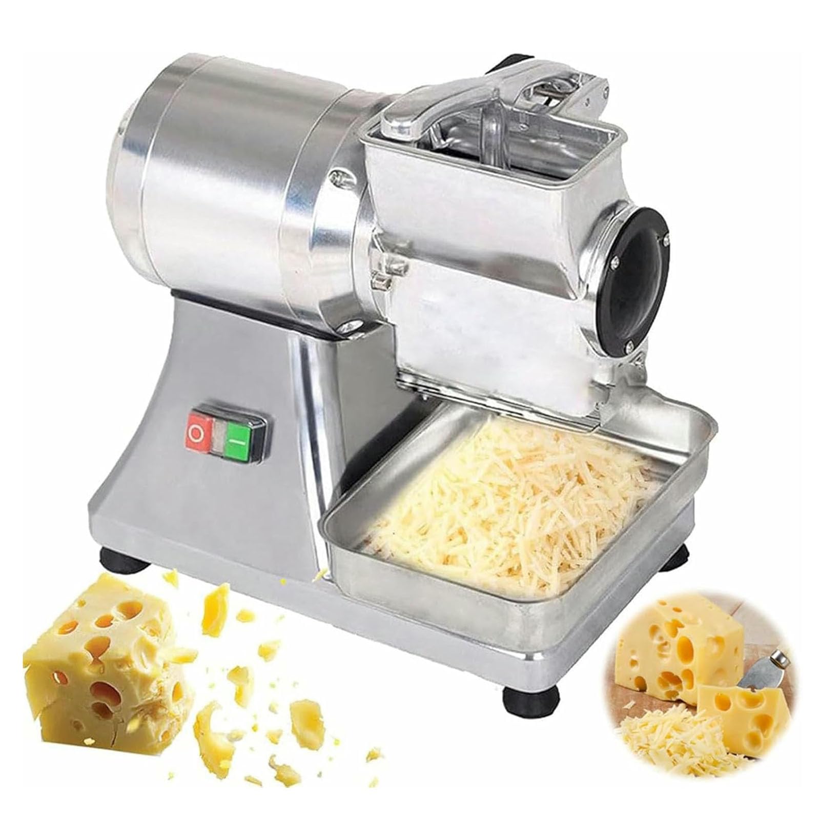 MObyat Rallador De Queso Eléctrico Comercial De 550 W, Máquina para Rallar Ensaladas Eléctrica con Bandeja De Acero Inoxidable, 30 Kg/h, Fabricado En Acero Inoxidable, Fácil De Usar, Seguro Y Fiable