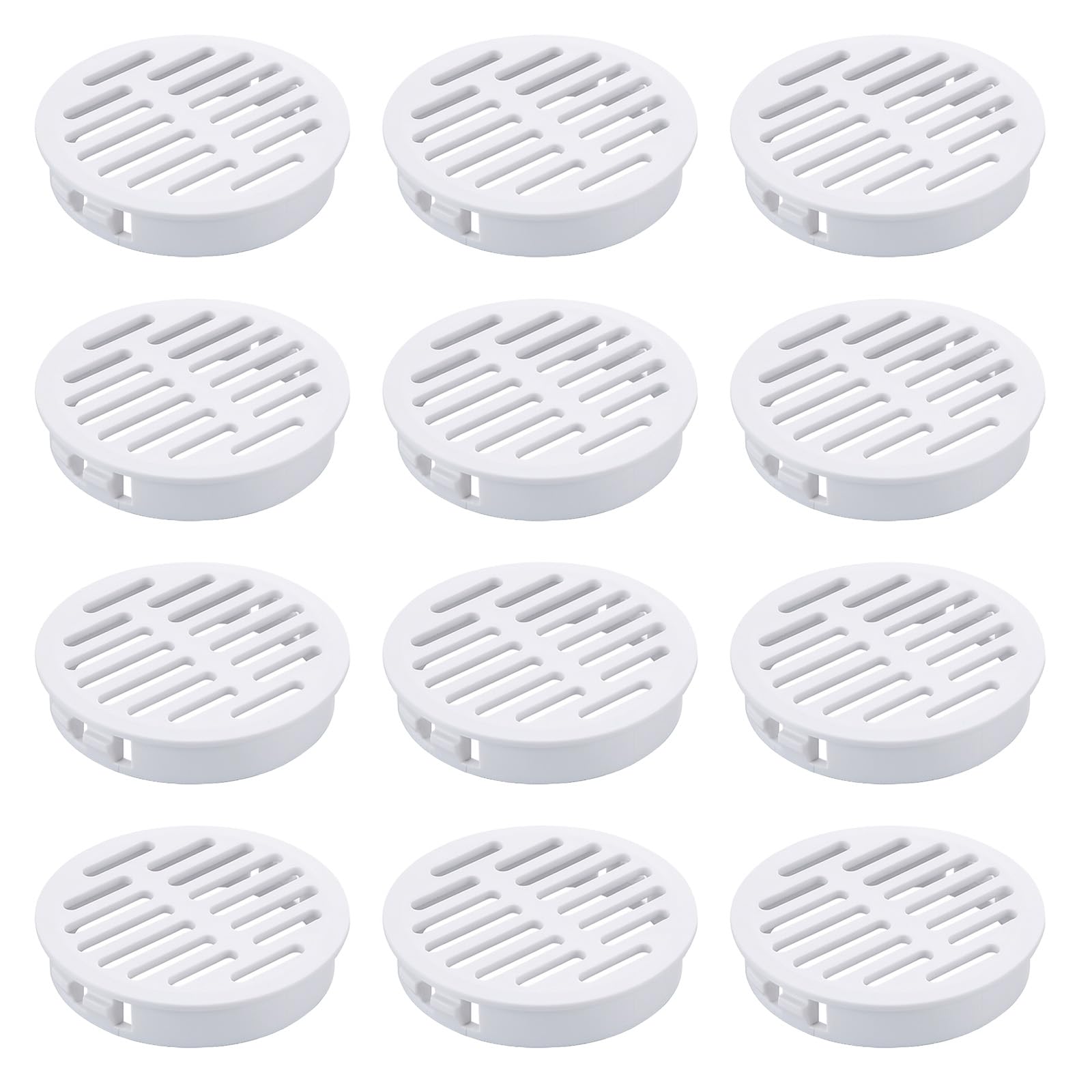 12PCS Soffit Vents 50mm 2in White Plastic Round Snap in Air Vent Cover Cabinet Closet Kitchen Bathroom Furniture