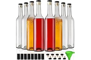8 Pack 750ml Clear Glass Bottles With T-top Caps & Seal Shrink Capsules