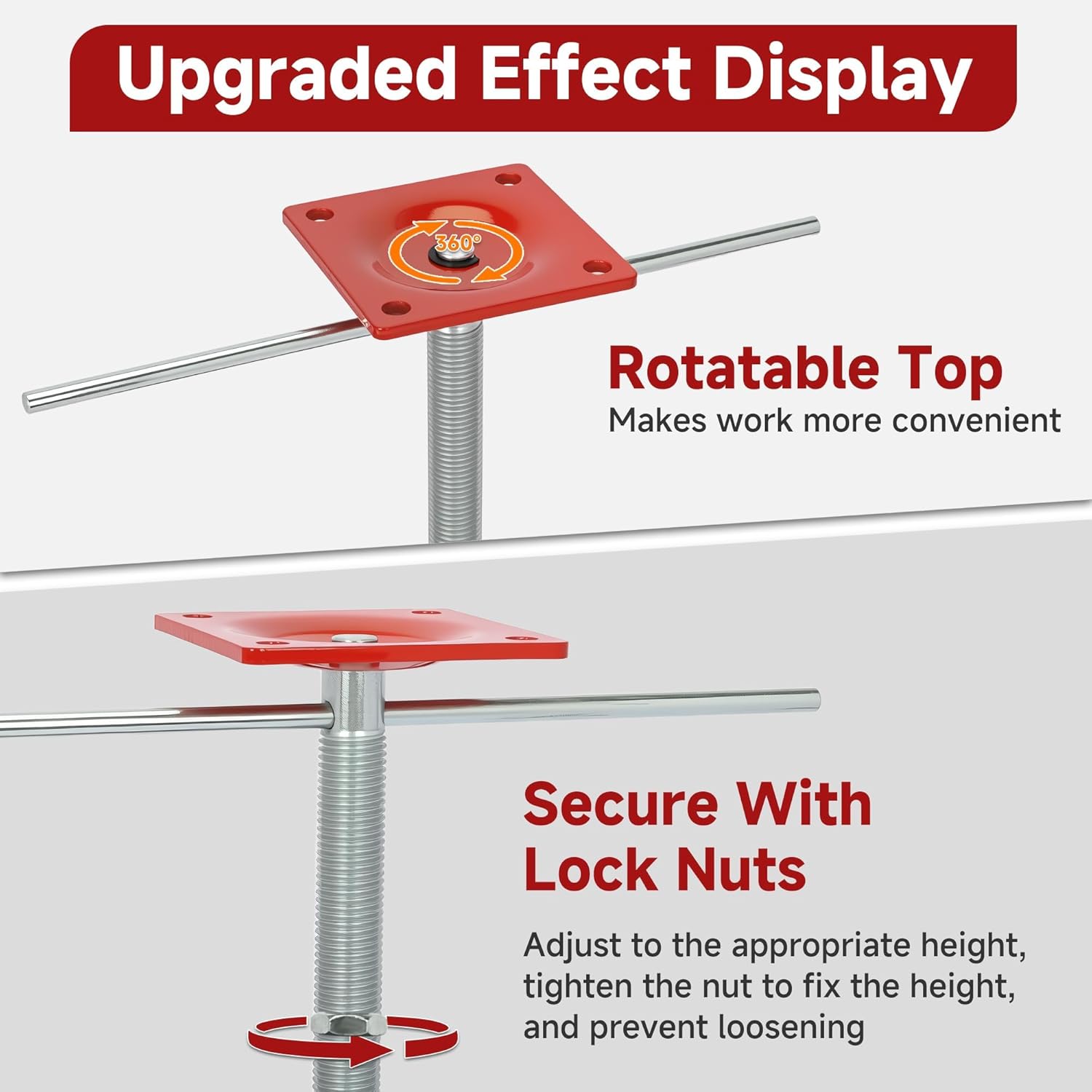 4 Pack House Jacks for Leveling Crawlspace, 11"-16.5" Height Range House Floor Jacks Post, Support Pole for Foundation Stairs Porches Roof Beams, 11023 Lbs Max Load Capacity (Each)