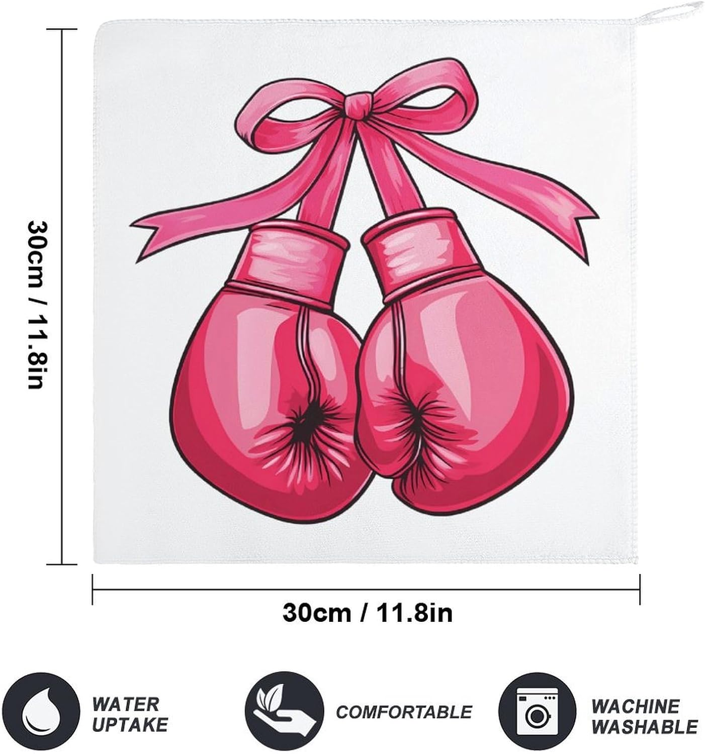 Breast Cancer Boxing Glove Ribbon Towel Hand Towels Decorative Towel for Bathroom Kitchen Shower Gym 4PCS