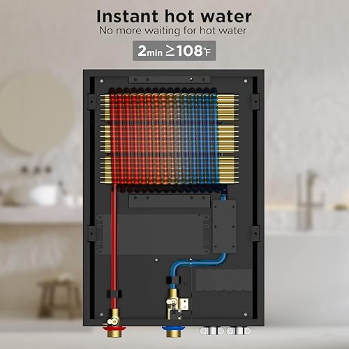 Vista 38 de Airthereal Calentador de agua eléctrico sin tanque, 8 kW, 240 voltios, agua caliente sin fin a demanda, auto modula para ahorrar energía, uso