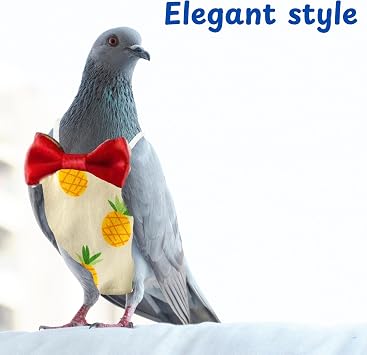 Birds Pigeon Diaper Pants Harness and Leash, Bird Diapers for Pigeons and Leash Harness, Diapers for Birds Cockatiel Parrot, Parakeet Diaper, Pigeon Pants, Parrot Clothes for Bird (XL-Pineapple)