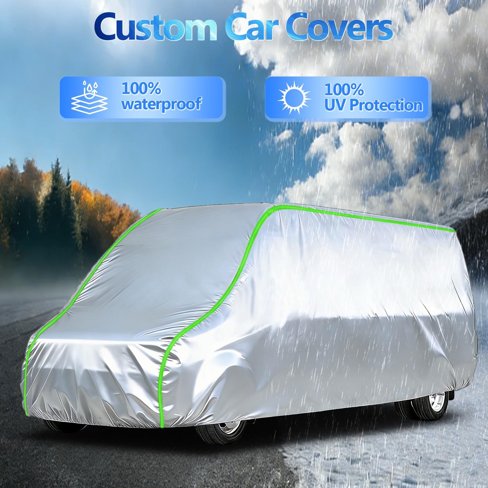 Bache Voiture Exterieur pour Citroen HY | MatéRiau Renforcé, Imperméable, Anti-Poussière, Anti-UV Adapté à Toutes Les Saisons(Argent)