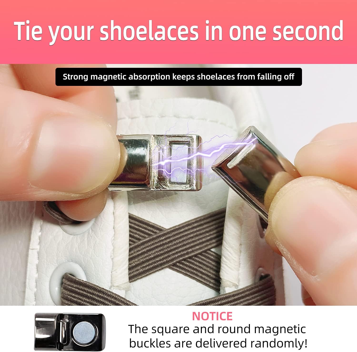 6Pcs Shoelaces Buckle Lock Metal Quick Magnetic No Tie Shoelaces Magnetic Shoe Strings for Adults - Image 3